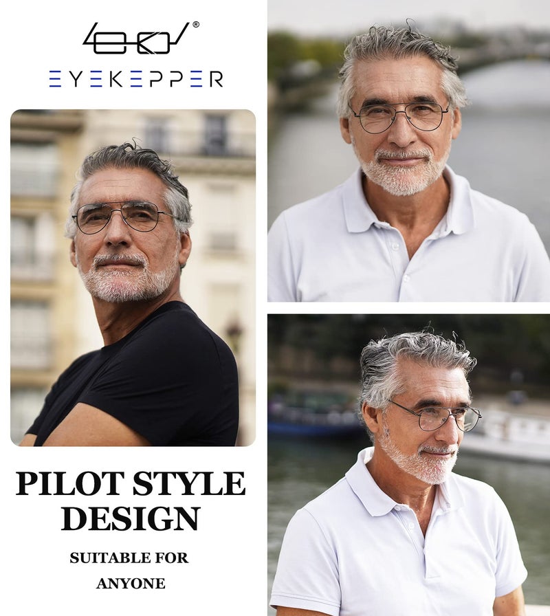Eyekepper Pilot Style Bi-Focal Readers Polycarbonate Lens Spring Temple Bifocal Reading Glasses +2.0 - Image 1